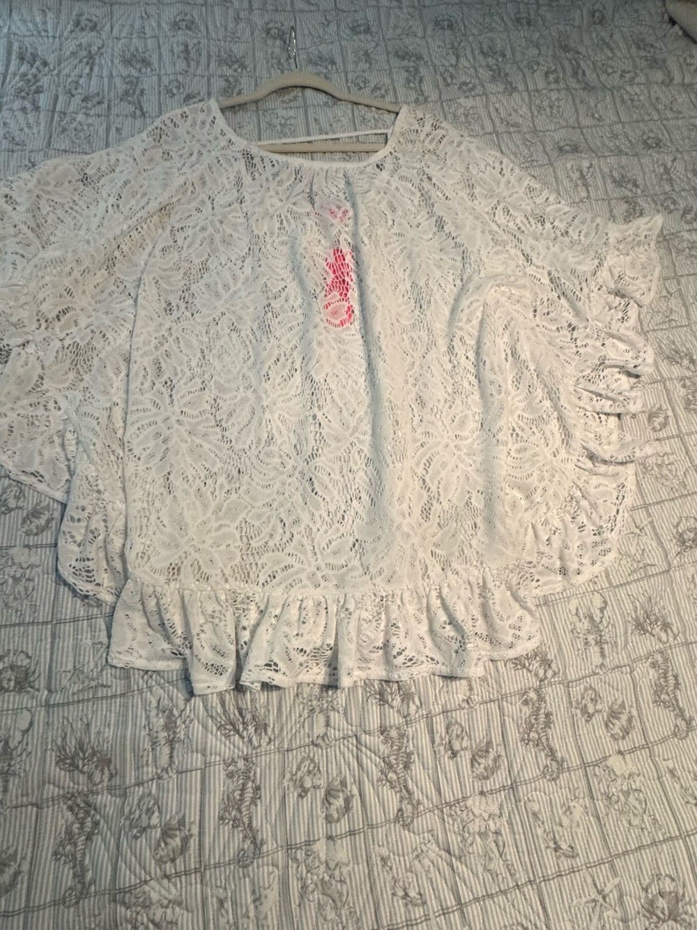 Lilly Pulitzer White Crochet Ruffle-Hem Swim Tunic